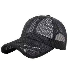 LOJAX Mesh Cap, Men's, Large Size, 23.6 - 24.8 inches (60 - 63 cm), Summer, Quick Drying, Plain, Casual, Mountain Climbing Baseball Cap, Unisex (Black)