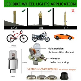 YUERWOVER LED Tire Lights for Car 8 Pack Trucks Valve Stem Cap Bike Golf Cart Firefly Wheel Light Bicycle Waterproof Motor Tyre Spoke Lamp for Boy Girl Men Women with 10 Extra Batteries(Mixcolor)