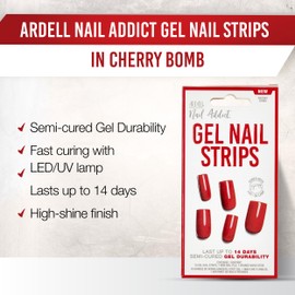 Ardell Nail Addict Gel Nail Strips - Cherry Bomb, LED/UV Lamp Curable, 1-pack