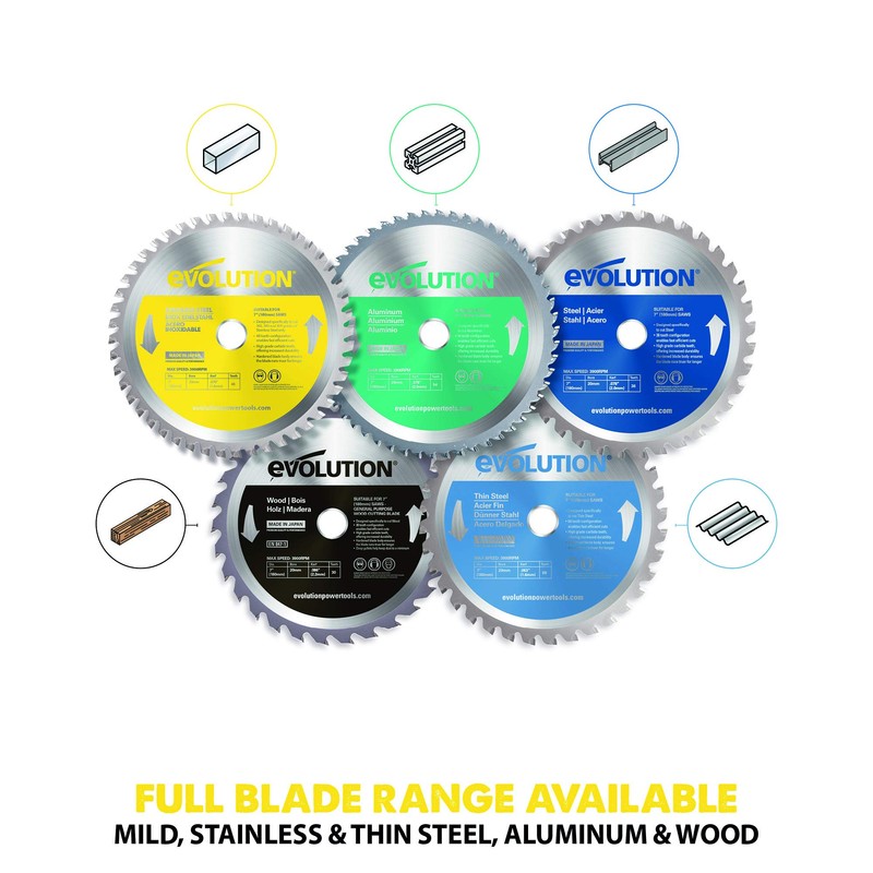 Evolution Power Tools 180BLADESS Stainless Steel Cutting Saw Blade, 7-Inch