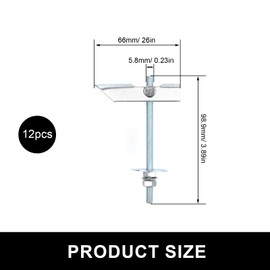 HSUYUN Folding Dowels, Pack of 12 Toggle Dowels m6 x 100 mm, Tilting Dowels with Nut and Washer, Can Be Used for Hanging Heavy Items on Walls and Ceilings