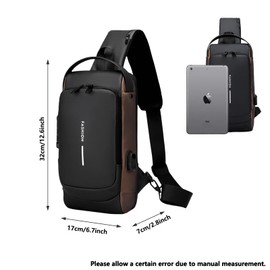 JIIJCAAC Anti-Theft Sling Bag for Men & Women – Secure Crossbody Bag with Password Lock & USB Charging Port, Waterproof Chest Bag for Hiking, Running, Travel