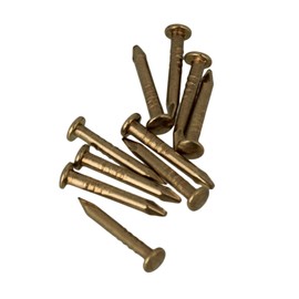 RDEXP Vintage Furniture Round Head Pointed Pin Copper Brass Miniature Nails Pack of 100 (2.5 x 10mm)