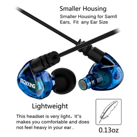 MOXKING Running Sports Earbud Headphones Wired Over Ear in Ear Headsets Noise Isolation Waterproof Earbuds Enhanced Bass Stereo Earphones with Microphone and Remote for Running Jogging Gym (Blue)