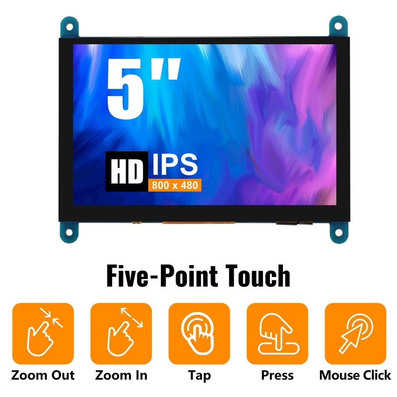 JUZITAO 5 Inch IPS LCD Touch Screen Display Panel Monitor