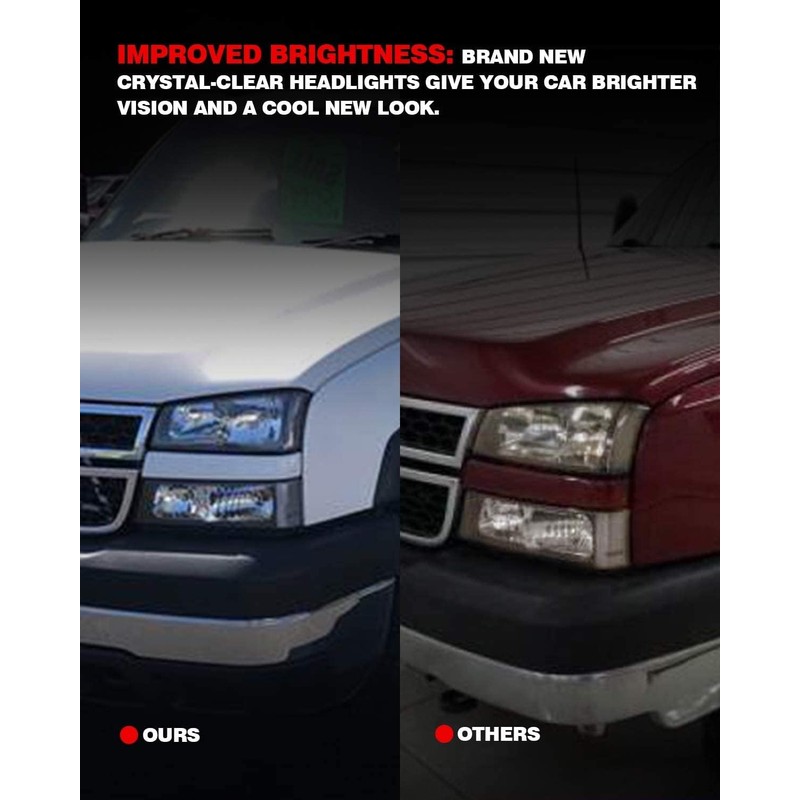 KAX Front Headlight Assembly Compatible with Silverado 1500/2500 HD/3500, 3500