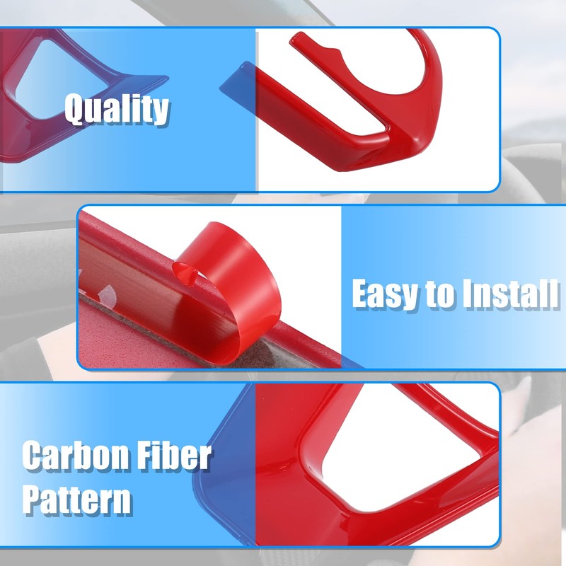 X AUTOHAUX 3 Pcs ABS Plastic Red Interior Steering Wheel