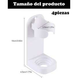 JIAQCN Organizador De Cepillos De Dientes, 4 Piezas Porta Cepillos De Pared, Diseño Moderno para Baño,Materiales de Alta Calidad Que no Son fáciles de dañar, Fácil De Limpiar, Medidas 10 * 4.5 Cm