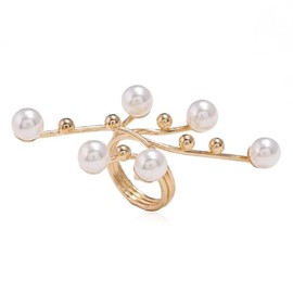Kysin Chiys Vintage Pearl Ring Stacking Promise Pearl Rings Adjustable Open Pearl Finger Ring Statement Trendy Personality Pearl Statement Jewelry for Women - Style A