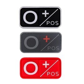Uijokdef - Juego de 3 parches de tipo sangre positivo, tipo táctico positivo 3D de PVC con cierre de goma, tamaño de 2 x 1 pulgada (O)