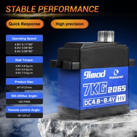 9imod 7KG Servo Waterproof High Torque RC Steering Servo 2065 Digital Micro Servo Motor for TRX4M TRX4MT 1/18 RC Crawler Upgrade Parts with Mount and Servo Horn (Blue)