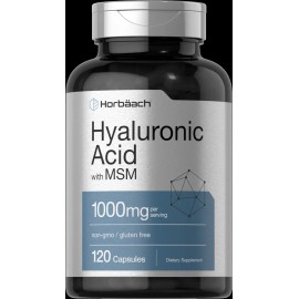 Horbaach Hyaluronic Acid with MSM | 1000 mg | 120 Capsules | Non-GMO | by Horbaach