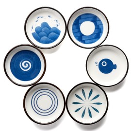 MOSYONE Soy Sauce Dish Ceramic Set of 6 - Soy Sauce Dipping Bowls for Sushi - 3.5 Inch Serving Dish - Japanese Style Dinnerware Set