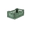 Ay-Kasa Folding Crate, Sturdy Folding Box, Plastic, Stackable, Almond Green,