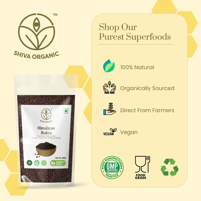 Shiva Organic Himalayan Wild Mustard Seeds (Jakhya), From Uttarakhand (400g)