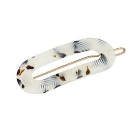 France Luxe Mini Oval Tige Boule Barrette, Spot White