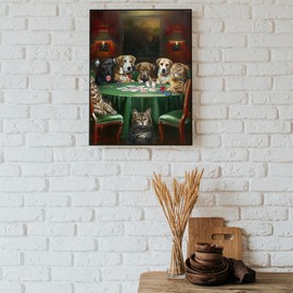 KAYEIUU Dogs Playing Poker Diamond Painting Kits for Adults 5D Animal Dogs Diamond Art Easy for Beginner Round Full Drill Cross Stitch Mosaic Gems Craft for Hobby Office Home Decor 12x16 Inch