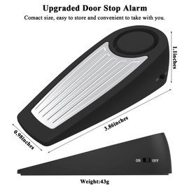Casmoby Upgraded 130dB Door Stop Alarm & Hotel Door Lock, Travel Door Stopper Door Wedge Alarm, Dual Protection Security Devices Pocket Door Stopper Self Defensey Tools for Home, Room,Apartment(Black)