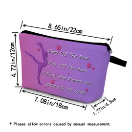YULUENZE Gymnastics Makeup Bag Gymnastic Inspirational Organizer Bag Toiletry Zipper Pouch Follow Your Dreams Cosmetic Bag Birthday Graduation Present for Gymnasts Women Friends