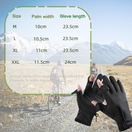 HSTWODE Winter Men's Cycling Gloves, Touchscreen Warm Cycling Gloves, Ski Gloves, Waterproof, Windproof and Non-Slip, Thumb and Index Finger Can Be Flap (Grey, M)