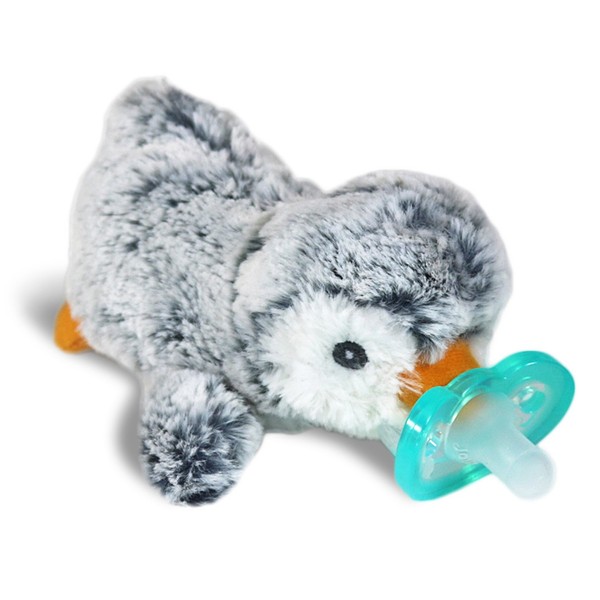 RaZbaby RaZbuddy JollyPop Pacifier Holder w/ Removable Baby Pacifier - 0m+ - BPA Free - Penguin