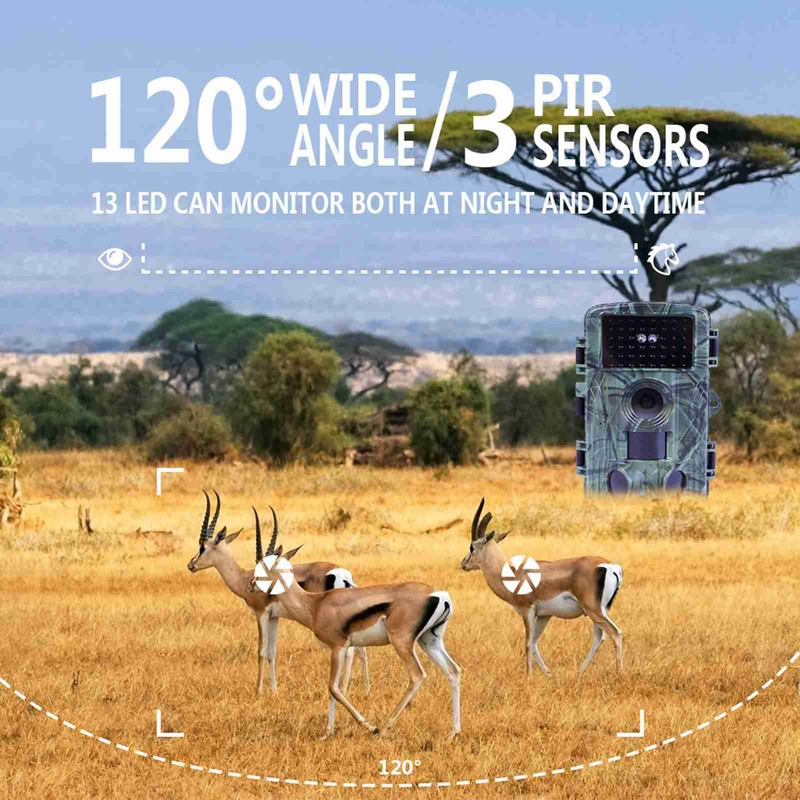 2.7K 60MP WiFi Trail Camera Night Vision Waterproof Hunting Camera