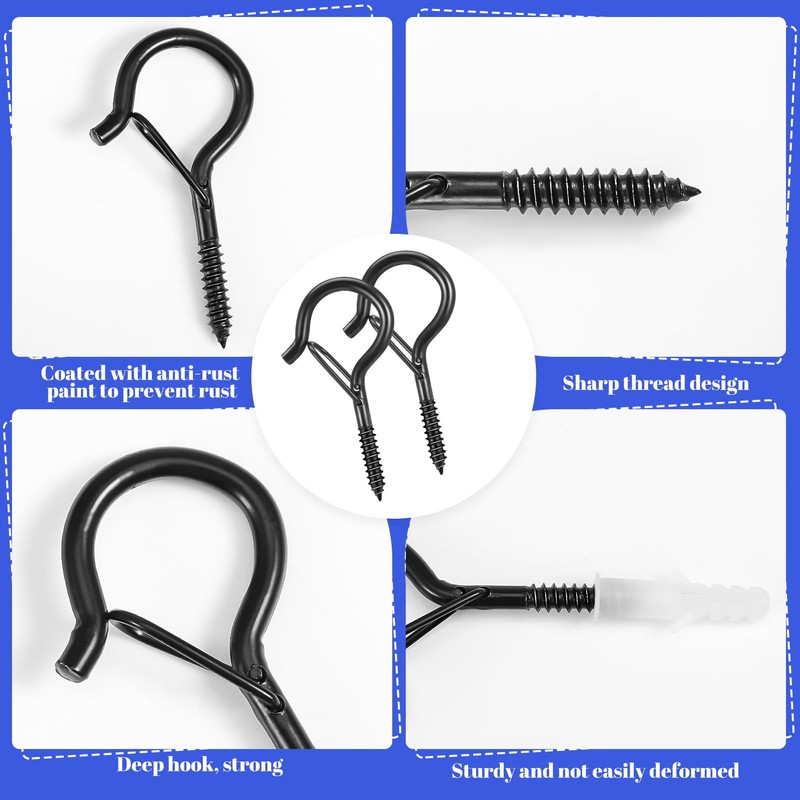 saerryor 50 Pack Q-Hanger Hooks with Safety Buckle,Screw Hooks Includes
