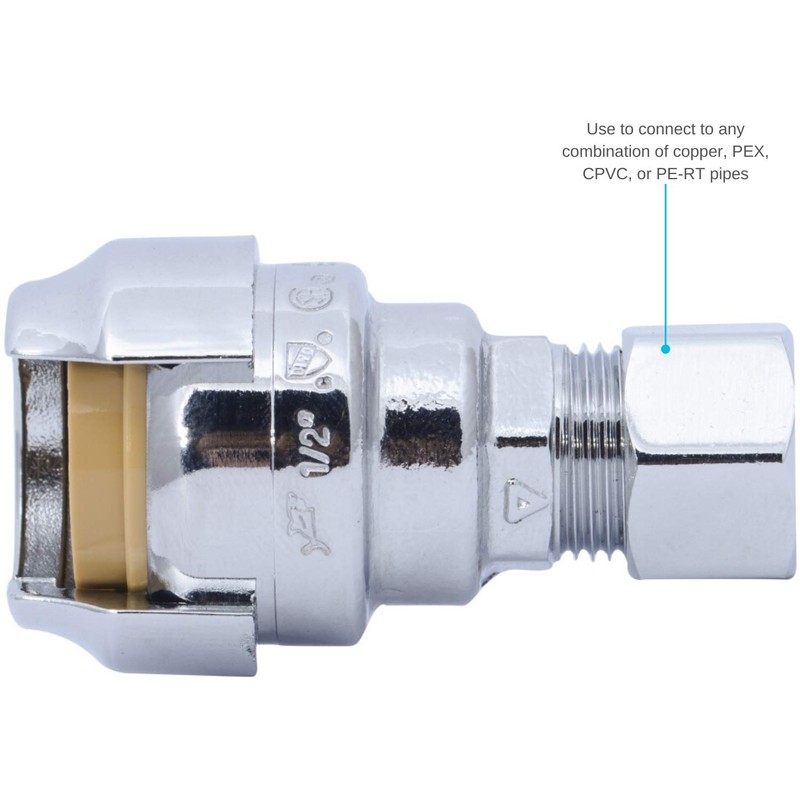 SharkBite 1/2 Inch (3/8 Inch OD) Barb Compression Adapter, Push