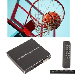 Controlador de Pared de Video de 4 Canales, Controlador de Pared de TV 2x2, Entradas HDMI DVI, Salidas 4xHDMI, Procesador de Empalme de Pantalla 1080P con Control Remoto, Rotación