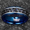 CHALAIR Blue Carbon Fiber Ring 8mm Black Tungsten Wedding Bands