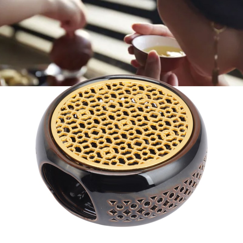 Bronze Brown Tea Light Teapot Warmer Hollow Concave Looking Ceramic