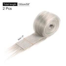 MECCANIXITY Faux Fur Fabric Square, 59x3.5 Inches Furry Fur Cuts Patches Plush Rug Chair Cover Seat Cushion Pad Light Grey for Crafts Christmas Decoration Pack of 2