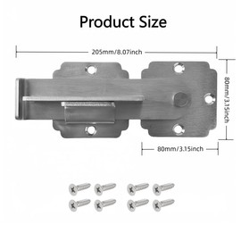 Pxoerzy Flip Gate Latch Lock with Padlock Hole, Heavy Duty Stainless Steel Door Latch for Outdoor Wooden Fence, Swing Open Gate, Double Gate, Barn Door, Shed, Vinyl Fence, Yard (Silver (1 Pcs))
