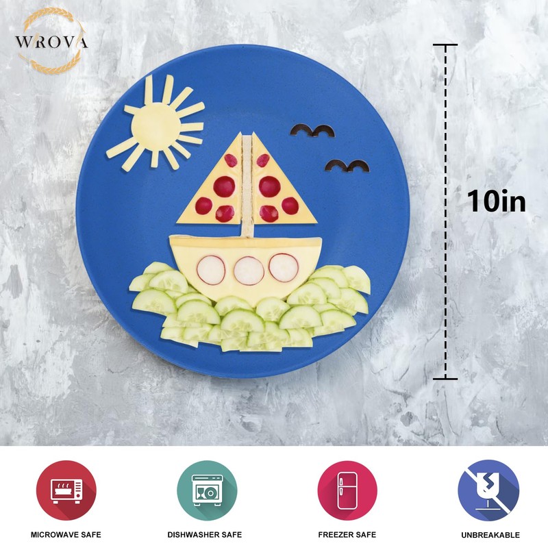 Wrova Wheat Straw Dinner Plates 10 Inch Unbreakable Set of