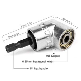 Angle Drill Bit SENRISE 105 Degree Right Angle Drill Attachment 1/4inch Hex Magnetic Bit Socket with Flexible Flexible Soft Shaft Power Bit Drill Extension for Drill or Screwdriver