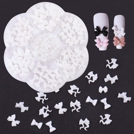 Bow Pearl Nail Charms 3D Bow Knot Nail Art Charms Set 1 Box Colorful Bowknot Nail Stud Rhinestones Crystal Cute Nail Stones Acrylic Nail Decorations for Woman Girls Nail Accessories（Style2）