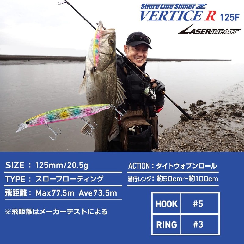 DAIWA Shoreline Shiner Z Vertis R125F-LI Chart Back Lure with