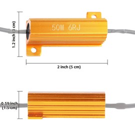 LUYED 4PCS 50W 6ohm Load Resistors Kit Fix LED Bulb Fast Hyper Flash Turn Signal Blink Error Code,with 8 T-Tap Connectors