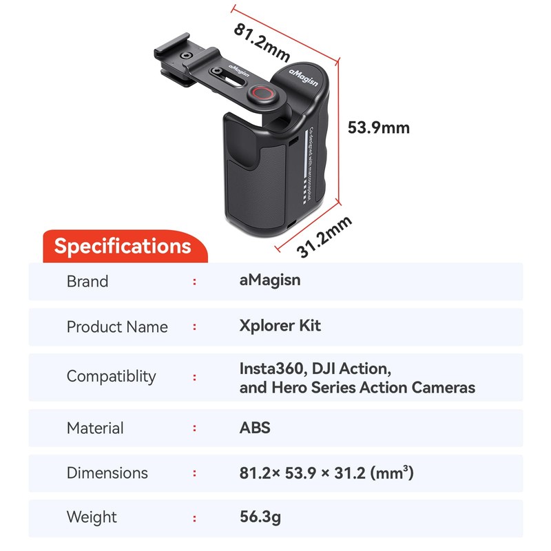 Alevnr Hand Grip for 360 Ace Pro2/Ace Pro/DJI Action5 Pro/4