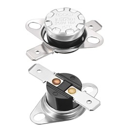 sourcing map KSD301 Thermostat 75°C/167°F 10A Normally Open N.O Adjust Snap Disc Temperature Switch 2pcs,Bakelite Material