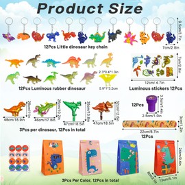 Pack of 84 Dino Party Bags Children's Birthday, Exquisite Party Favours Dinosaur Children, Boy Gift Bag Mini Dino Figures, Dino Party Key Ring Toy for Lucky Prizes (B)