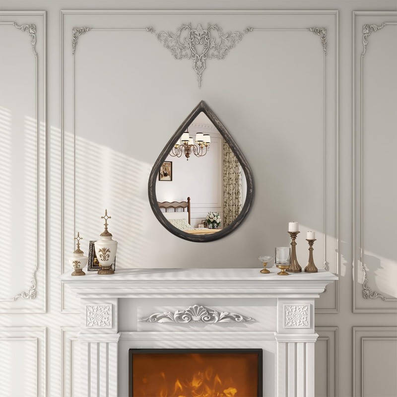 FEUFOAM Irregular Wall Mirror Small Wood Frame Wall Mounted Mirrors