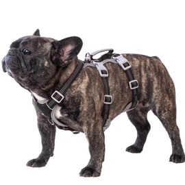 Huntboo Escape Proof Dog Harness, Escape Artist Harness, Reflective Harness with Padded Handle, Breathable, Durable, Adjustable Vest for Medium Dogs Walking, Training, and Running Gear (Black, M)