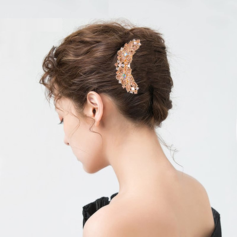 Sankuwen Women Rhinestone Inlaid Flower Hair Comb Hairpin Barrette Accessory,Also