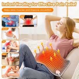 Heating Pad with Automatic Shut-Off, Electric Heat Pad with 9 Temperature Levels, Quick Heating Pad Back with Timer Function for Back, Neck, Shoulder, Stomach, Knee, Machine Washable (30 x 60 cm)