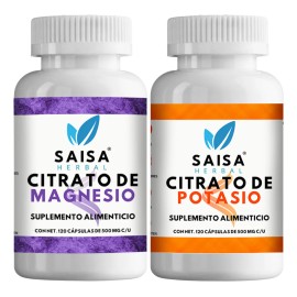 Citrato Magnesio Potasio 120 Cáps Saisa Herbal Suplemento Alimenticio Energía Anticalambres Recuperación Muscular