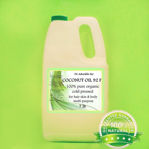 Organic Pure Coconut OIL 92 Degree 7 Lb / One Gallon