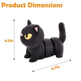 VABAO 3D Printed Articulated Animal Figurines Set, Flexible Zoo Fidget Toys for Desk Decor, Collectibles Gifts (Black Cat)