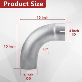 LCGP Exhaust 90 Degree Tube 4" OD,Exhaust Elbow 90 Degree 4" ID/OD Aluminized Steel Exhaust Pipe