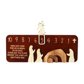 Fenteer Easter Empty Tomb Resurrection Scene Ornament Wooden Tabletop Sign for Indoor Family Holiday